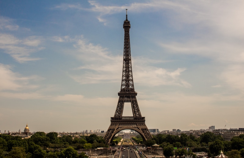 cityscape, day, outdoors, skyscraper, sunset, no people, ancient, landmark, church, paris, city, 4K, low angle shot, iron - metal, eiffel tower, tourism