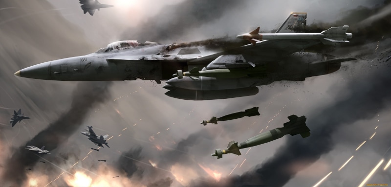 fa-18 hornet, dogfight, digital, military, hornet, 1080P, digital art, aircraft, military aircraft, fa, art, bombs