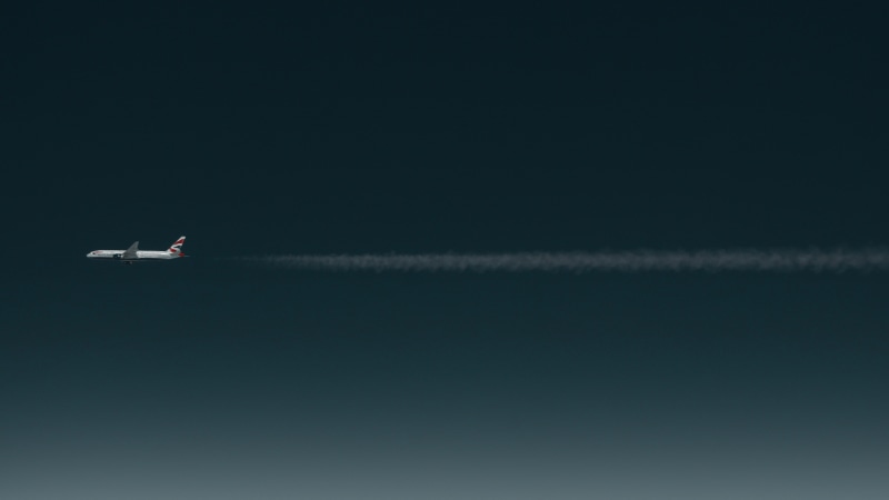 minimalism, Boeing 777, space, aircraft, airplane, contrails, 4K