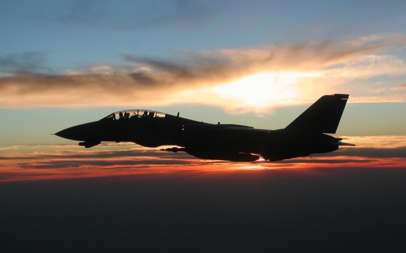 air vehicle, military, nature, silhouette, air force, airplane, fighter plane, on the move, mid-air, single object, plane, grumman f 14 tomcat, no people