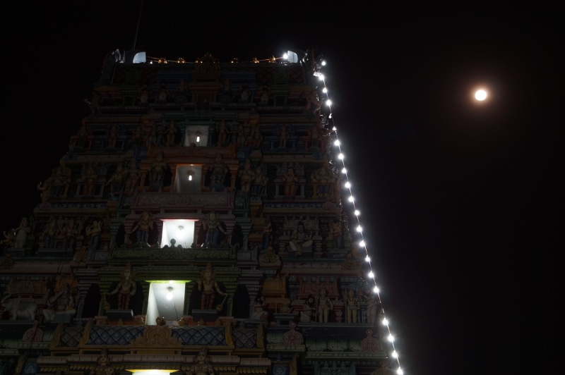 tourism, light, fullmoon, 5K, built structure, architectural column, travel destinations, night, coimbatore, photo, maruthamalai, temple, building exterior
