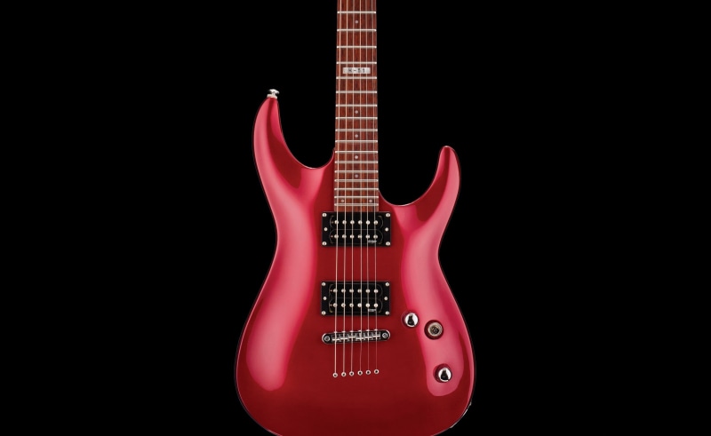 redguitar, electric, instrument, 2K, background, red, Design, Guitar, Rock, blackbackground, Cool, Music, electricguitar, black