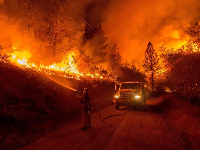 motor vehicle, heat, occupation, smoke - physical structure, forest, blazing, hot, flames, water, dangerous, 1080P, one person, flame, wildfire, firefighter