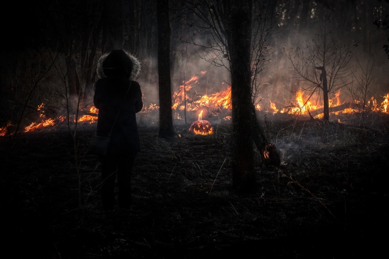wildfire, shtefanlounge, fire, the fire, girl, tunnel bar, posed shot, forest, 1080P, nature, look, Dnepropetrovsk, pumpkin, hallowen