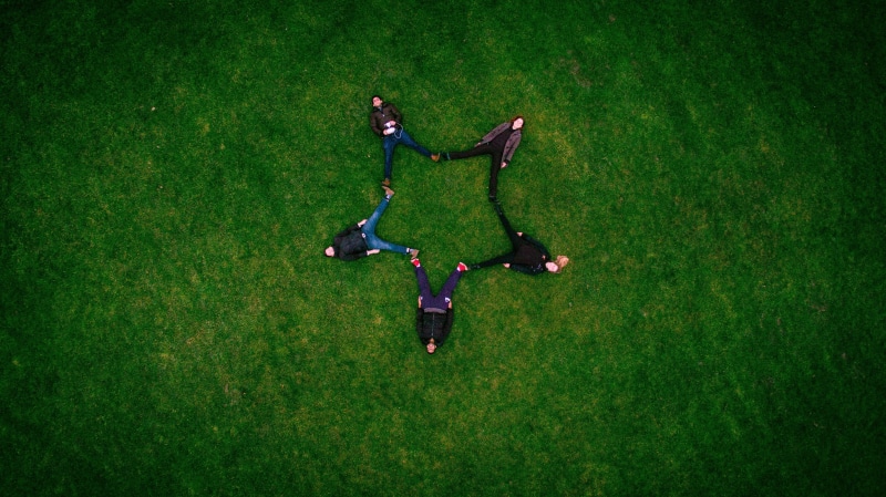 positive emotion, person, shape, nature, park, field, photgraphy, people, jeans, star, green, making, fun, childhood, leg, 4K, laying, bonding, lying down