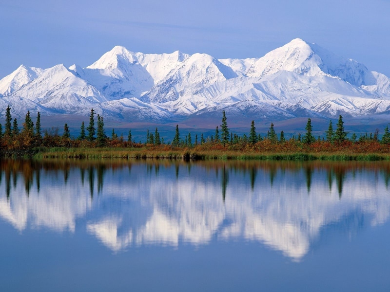 landscape, 720P, snowy peak, mountains, fall, Alaska