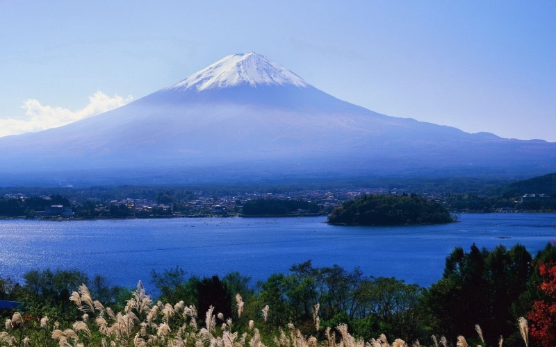 mt Fuji, snowcapped mountain, mountain, blue, volcano, snow, coast, japan, mountain Peak, volcanic crater, top, day, land, sky, water, tranquility, lake