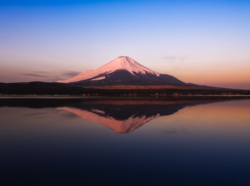 symmetry, yamanashiprefecture, minamitsurudistrict, salt flat, Snow, copy space, Clear, Asia, Morning, Fuji, no people, District, scenics - nature, tranquil scene