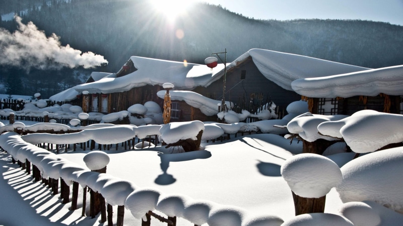 hailin, asia, harbin, xuexiang, shuangfeng, winter, snowy, heilongjiang, sky, village, china, town, xuexiang national forest park, 4K, snowcapped, freezing