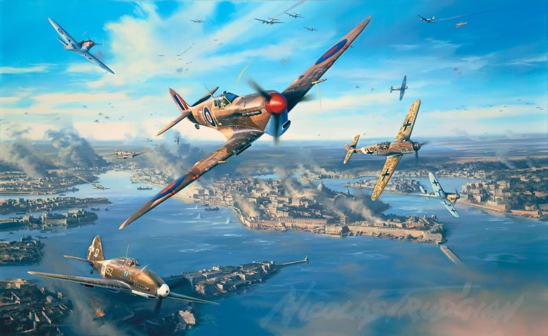 Dogfight, Malta, Luftwaffe, Royal Airforce, Supermarine Spitfire, 720P, Messerschmitt Bf 109, World War II, Military Aircraft