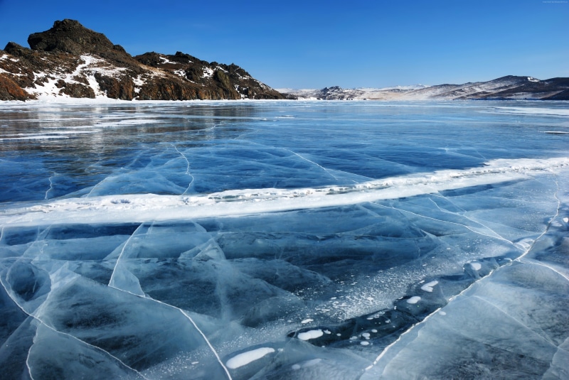 5K, lake, 8k, 5k, Baikal, mountains, 4k, ice