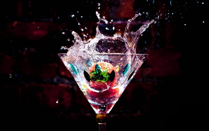 Drops, Water, Cup, Drinks, 1080P, Strawberry, Glass, Splash
