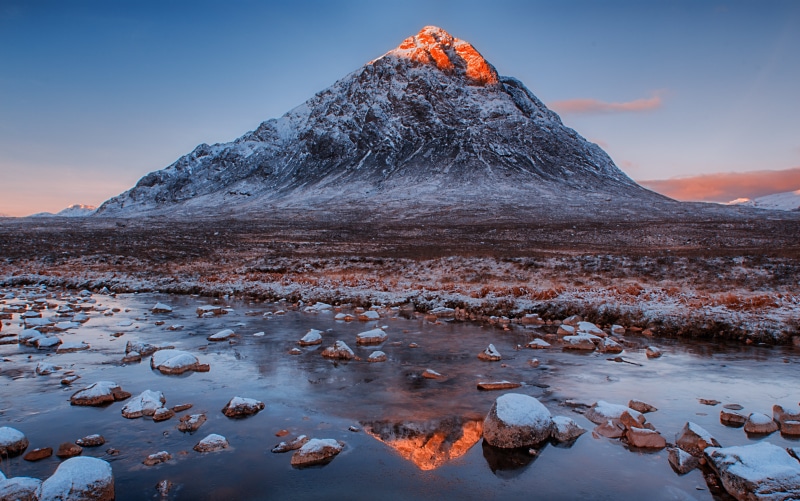 morning, ice, snow, 5K, Peak, gray, gray mountain, Buachaille Etive Mor, reflection, iceland, sunrise, reflections, scenics, mountains, photo, mountain