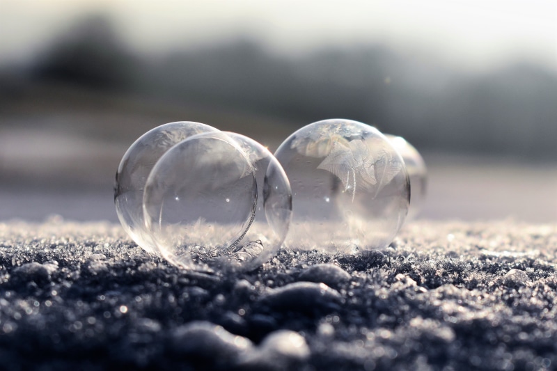frozen bubble, winter, icy, cold temperature, land, wintry, melting, close-up, eiskristalle, sphere, surface level, morgenrot, nature, selective focus