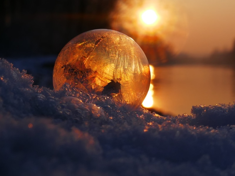 no people, ice-bag, sky, frost blister, planet - space, beauty in nature, night, frozen bubble, globe - man made object, moon, selective focus, nature
