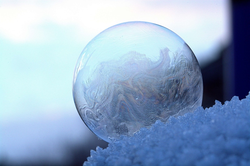 no people, snow, frost, cold temperature, soap bubble, 4K, shape, glass - material, reflection, focus on foreground, crystal, season, selective focus