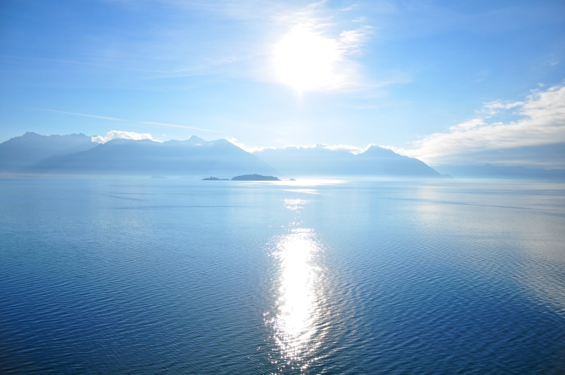 blue, view, water, mountain, 4K, landscape, outdoors, Glacier Bay, nature, lake, afar, sea, scenics, sky, daytime, blue ocean, mountains, ocean