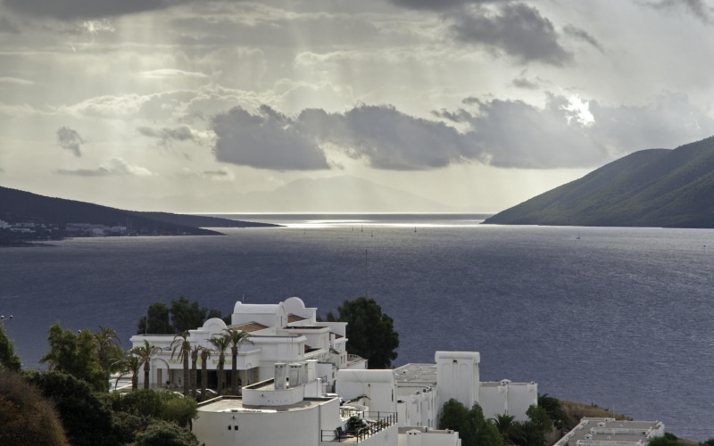nature, coastline, beaches, 2K, beautiful, house, clouds, boats, ocean, bodrum, 3d and abstract