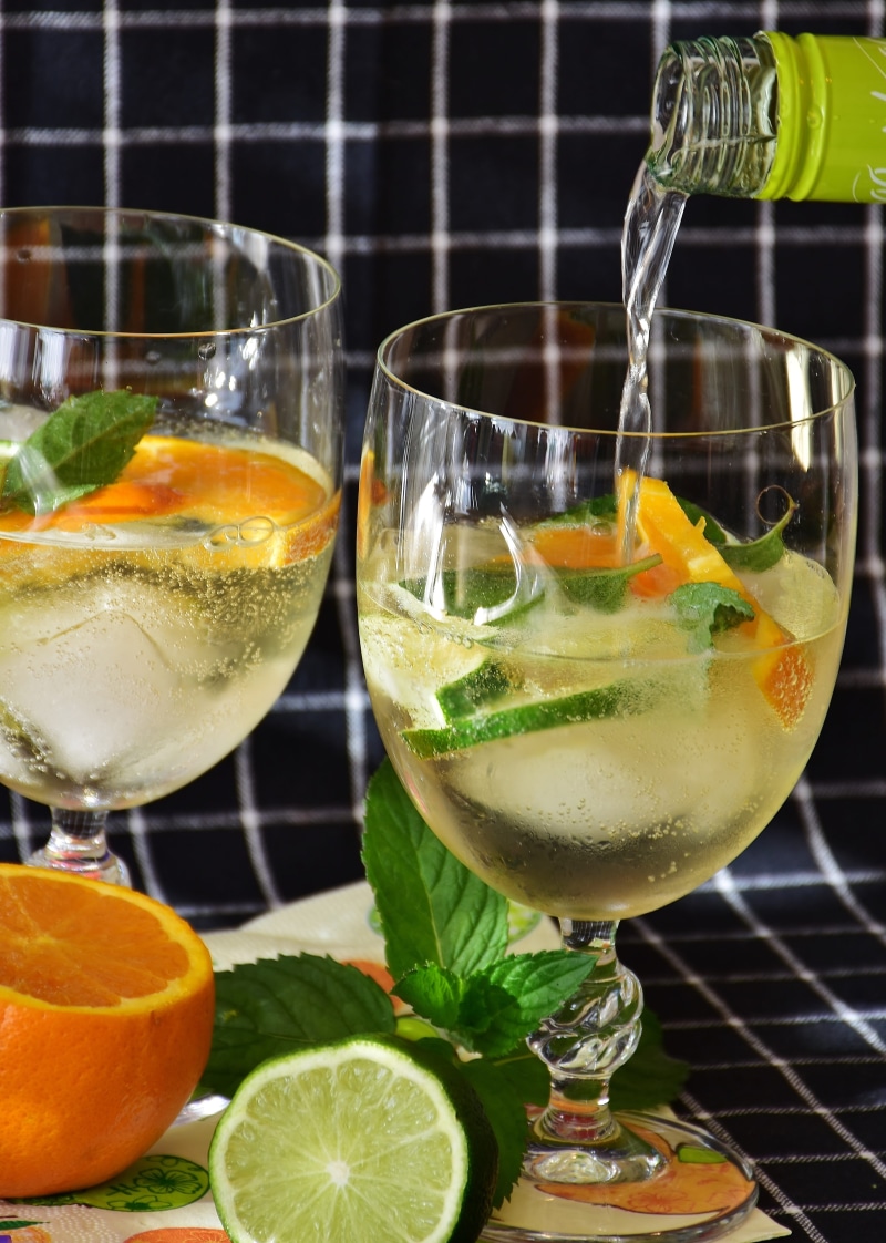 close-up, mint leaf - culinary, table, soda, indoors, spring, leisure, ice, healthy, Prosecco, delicious, mineral, Drink, refreshment, glasses, drinking