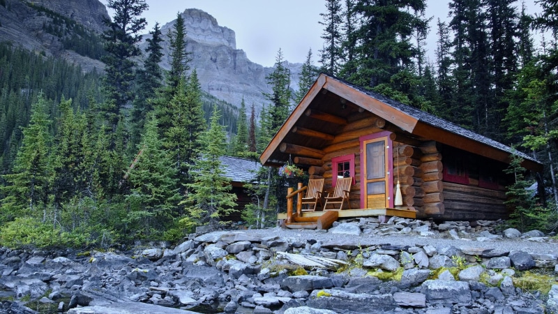 chalet, green, 3d and abstract, cabin, mountain, wooden, beautiful, brown, 1080P