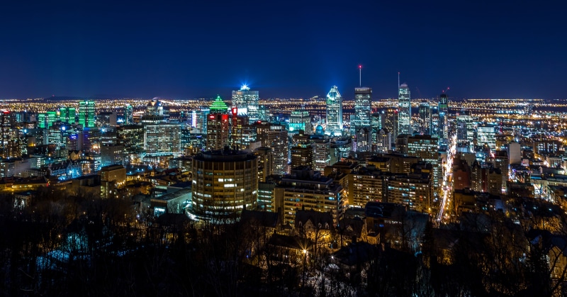 travel destinations, chalet du mont-royal, montreal, canada, built structure, skyline, illuminated, building exterior, city, downtown, cityscape, spire