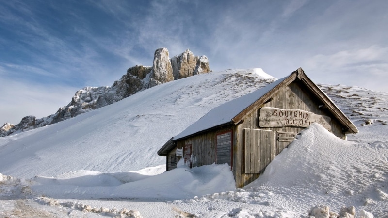 environment, winter, 1080P, nature, snowcapped mountain, cold temperature, building exterior, cabin, outdoors, scenics - nature, sky, frozen, mountain peak