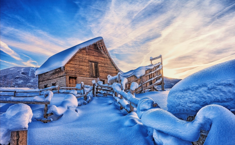 Wintertime, nature, House, frozen, Landscape, 4K, Mountains, cloud - sky, Seasons, tranquil scene, Path, history, brown, Winter, Travel, Outdoor, outdoors