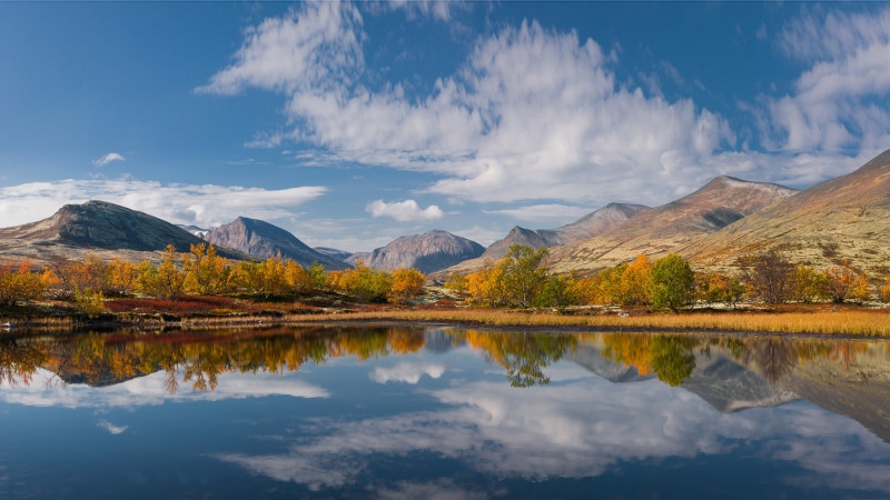 icy, park, desktop, norway, lake, d, landscape, reflections, national, 4K, hd, mountains, autumn, rondane, r, len, water