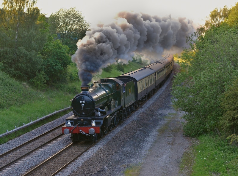 danesmoor, rail transportation, locomotive, motion, track, Europe, railroad track, steam, outdoors, day, smoke - physical structure, unitedkingdom, pollution