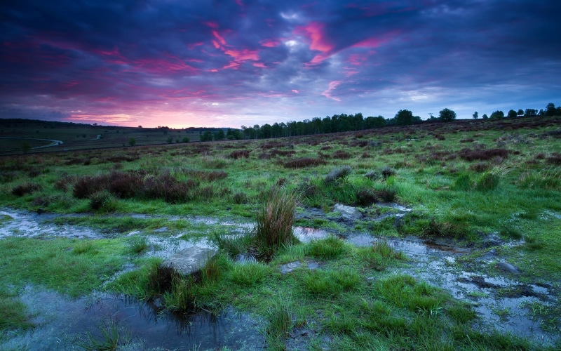 Sky, UK, Park, 1080P, Sunset, England, Derbyshire, Clouds, National