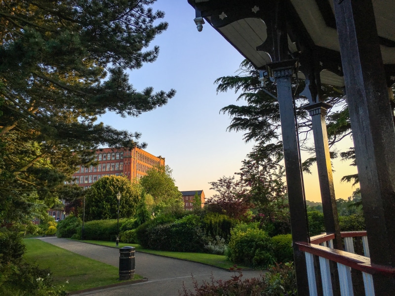 derbyshire, day, river gardens, gardens, city, place, no people, stand, band, park - man made space, building exterior, footpath, trees, plant, bandstand