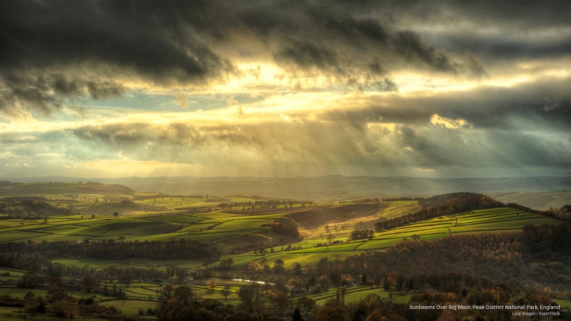 national, park, district, Nature, sunbeams, england, big, 2K, peak, moor