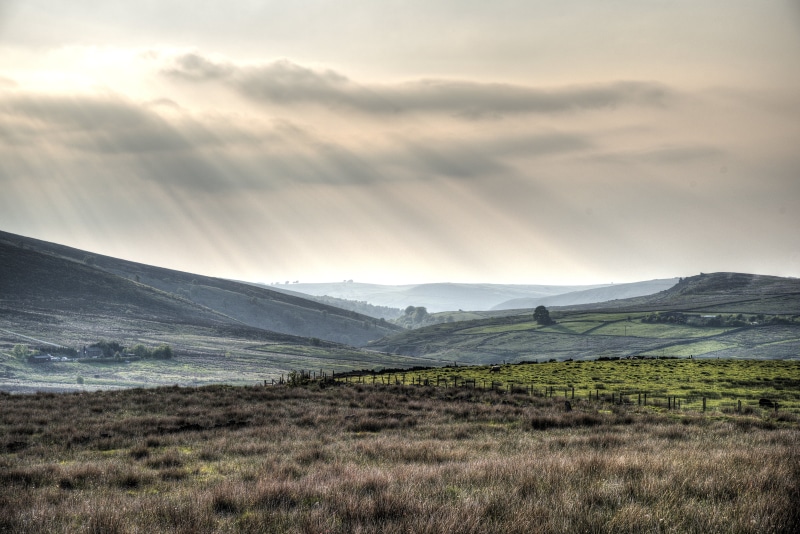 sunrays, outdoor, outdoors, Peak District  National Park, nature, landscape, sunset, village, 5K, photo, Low, scenics, Staffordshire  Moorlands, Ramshaw