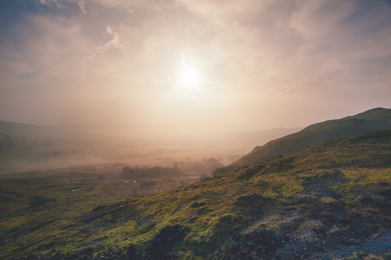 lens flare, sunbeam, scenics - nature, nature, landscape, cloud - sky, day, sun, mountain range, beauty in nature, non-urban scene, remote, 5K, peak district national park