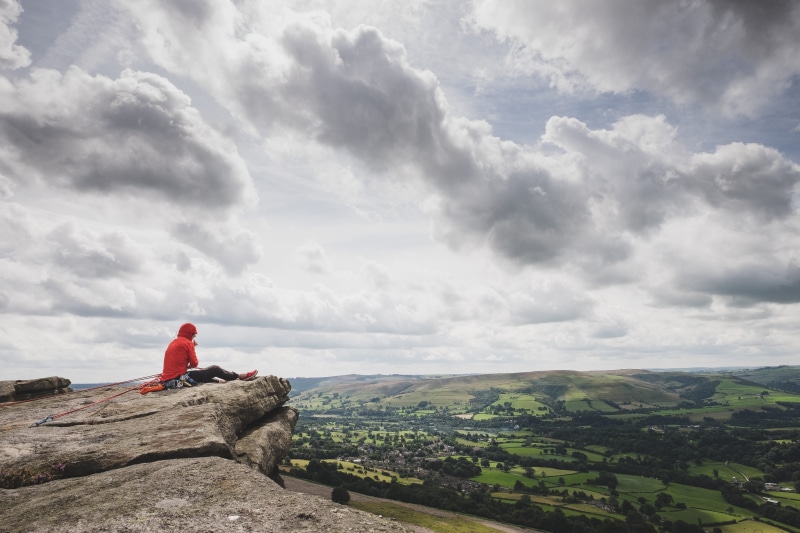 bakewell, sitting, peak, tranquil scene, day, leisure activity, outdoors, rock, scenics - nature, climbing, nature, edge, 4K, beauty in nature, solid