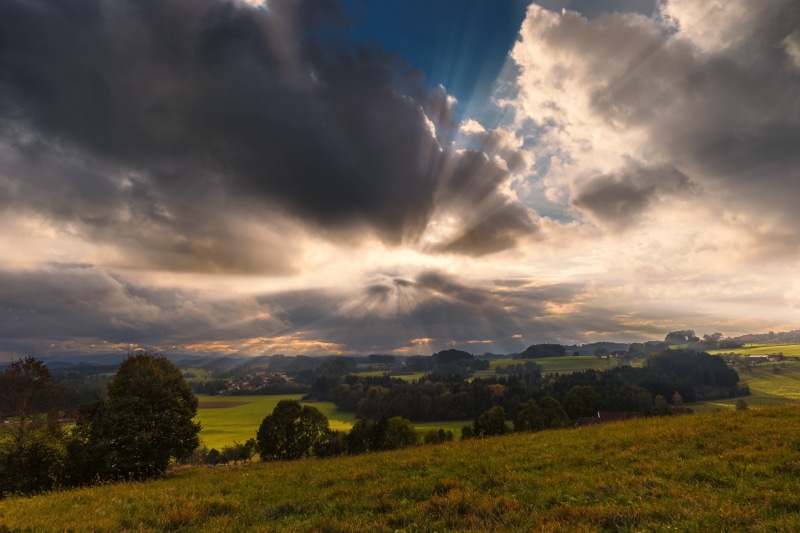 sky, postcard, non-urban scene, mysticism, atmospheric, hike, direction, hope, sunset, grass, distant view, tranquility, sunbeam, germany, clouds, scenics