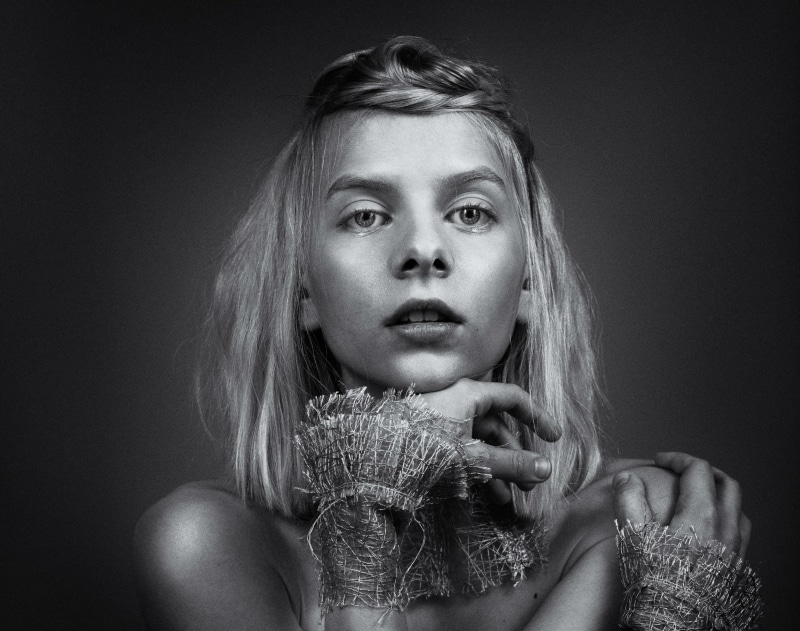 young women, beauty, long hair, hairstyle, females, indoors, blond hair, music, Aurora Aksnes, one person, human face, contemplation, white, teenager, looking at camera