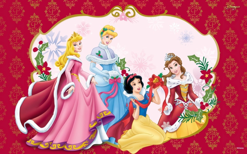 disney, hd, cinderella, painting, art, Christmas, Aurora, princesses, belle, entertainment, 720P