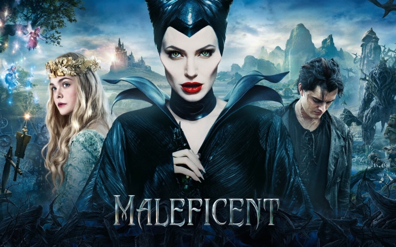 Brenton Thwaites, Angelina Jolie, 2K, maleficent, movie, poster, Elle Fanning