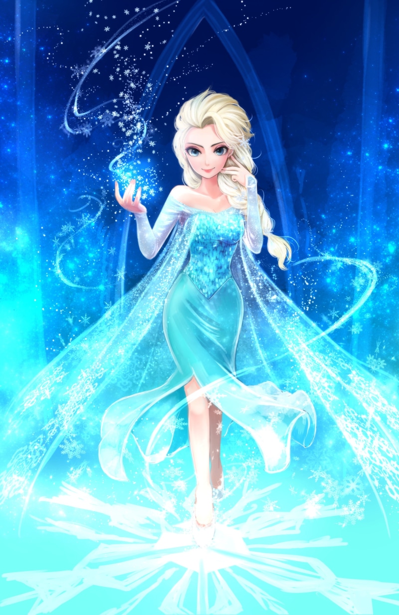 dancing, dress, blue, full length, fashion, fan art, women, adult, cartoon, fashion model, females, young adult, one person, Frozen (movie), young women