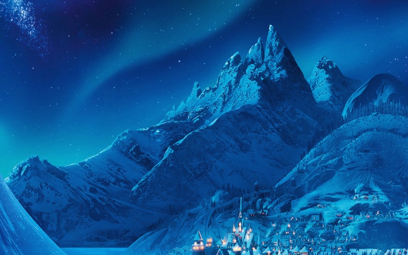 snowcapped mountain, castle, astronomy, snow, sky, queen, star - space, nature, disney, scenics - nature, night, illuminated, beauty in nature, environment