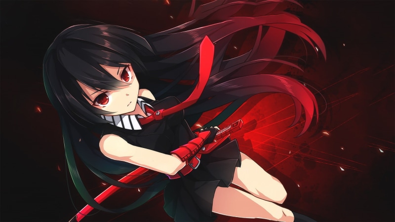 1080P, anime, long hair, weapon, Akame ga Kill!, Akame, sword, anime girls, red eyes