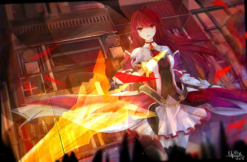 weapon, 720P, Elsword, redhead, sword, anime, red eyes, anime girls, long hair
