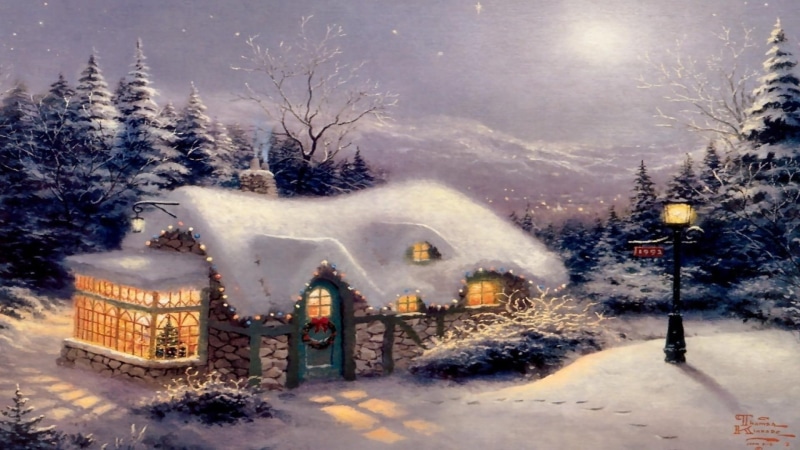 winter, snowy, christmas lights, celebration, home, christmas, xmas, 1080P, snow, house