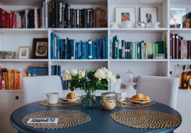 flower, mat, domestic Room, coffee, food and drink, large group of objects, plant, indoors, furniture, breakfast, design, focus on foreground, decor, variation