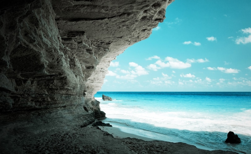 horizon, blue, arch, white, cave, rock, water, sky, rocks, photography, outdoors, beauty in nature, cyan, solid, rock - object, day, sea, landscape, coast