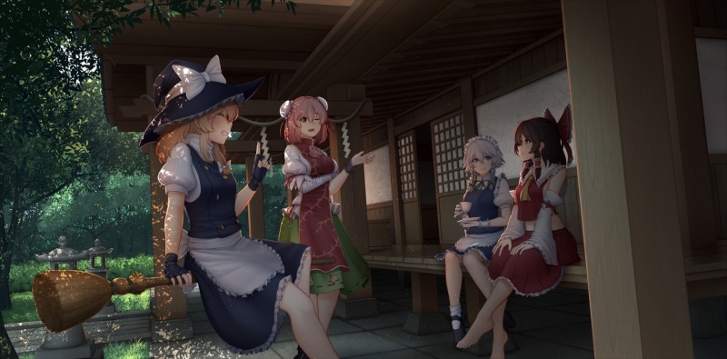 1080P, Marisa Kirisame, Sakuya Izayoi, Hong Meiling, Touhou, Anime, Reimu Hakurei