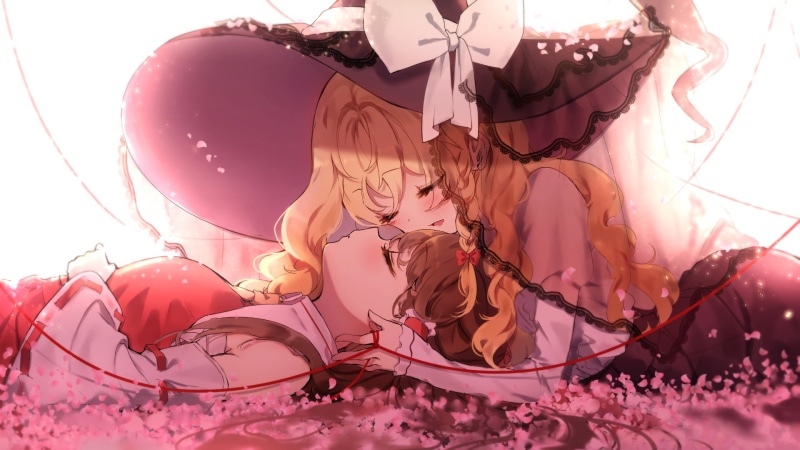 Touhou, 1080P, Anime, Girl, Reimu Hakurei, Marisa Kirisame