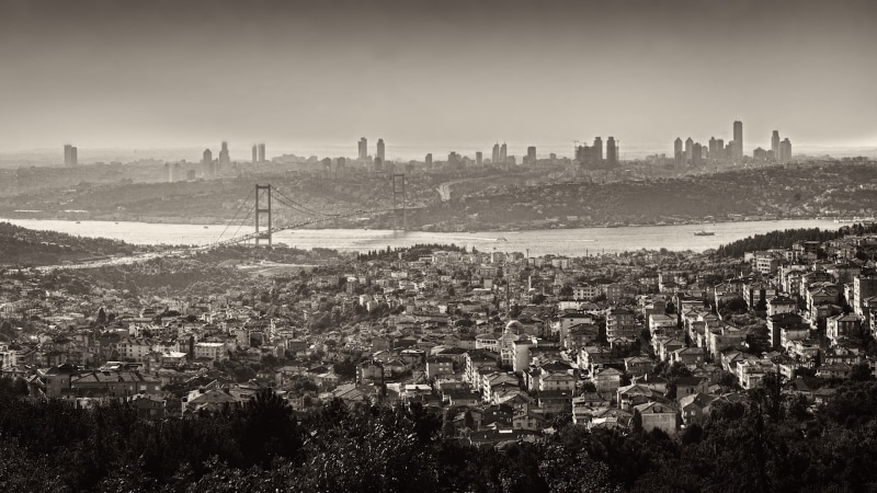 monochrome, nature, outdoors, Turkey, skyline, bridge, 1080P, city life, building, architecture, Istanbul, downtown District, sunset, urban Skyline, residential district
