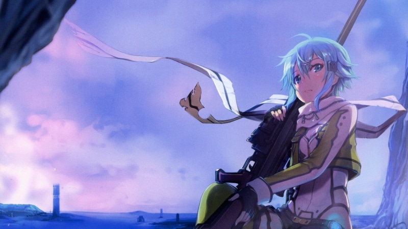 adult, low angle view, female, nature, 1080P, outdoors, sky, anime girls, arts culture and entertainment, night, blue, human representation, anime, Sword Art Online
